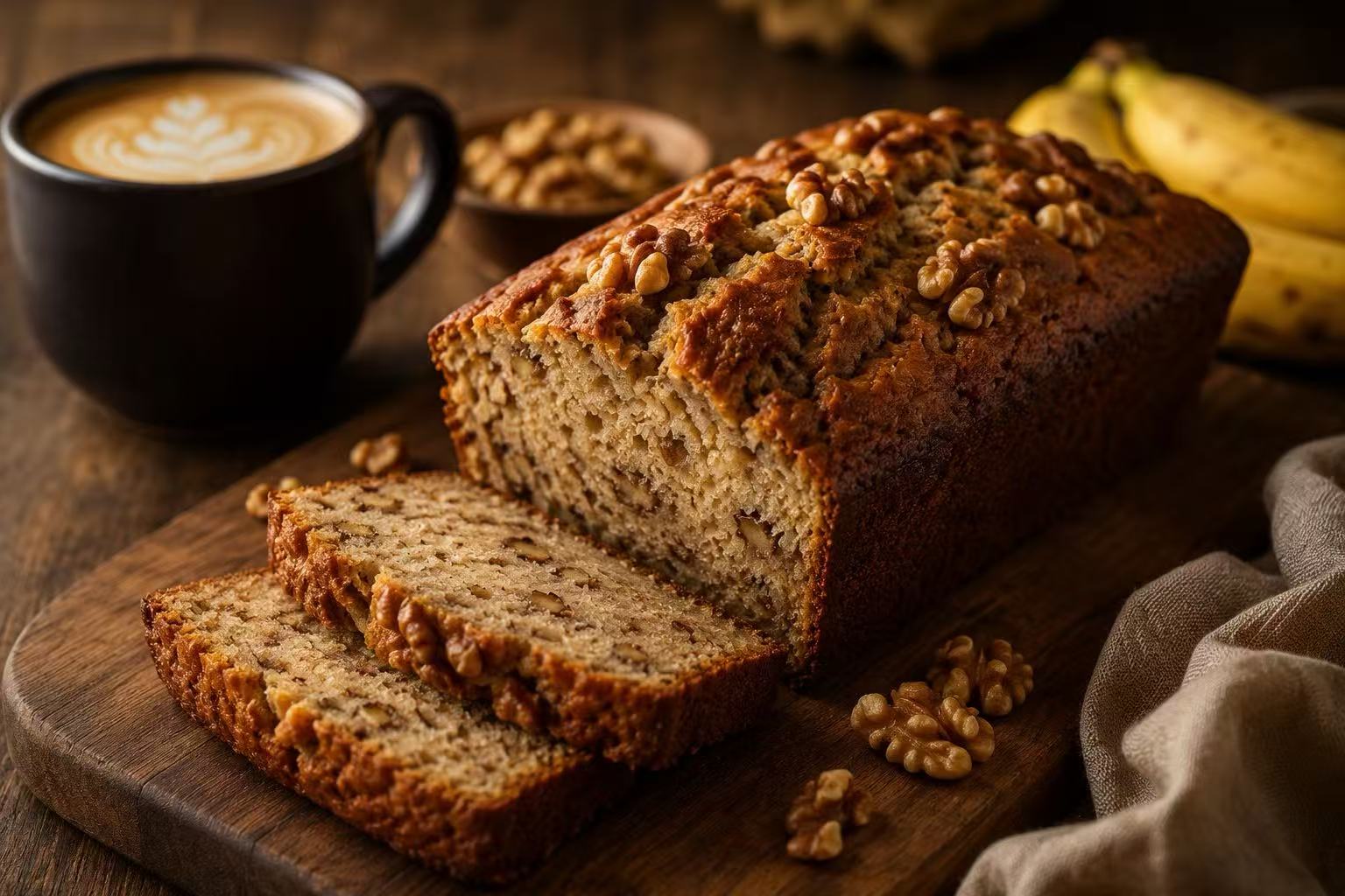 Slice of banana walnut loaf